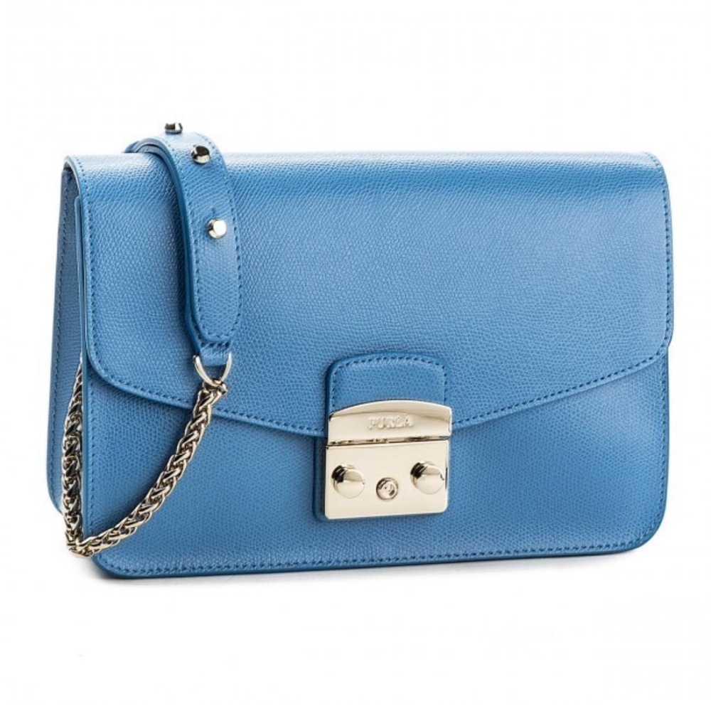 Furla Metropolis S Crossbody in Blue Leather